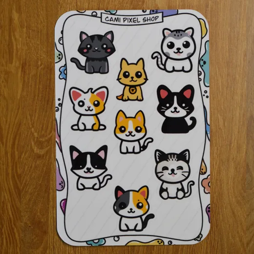 Cat sticker sheet 3 stickers